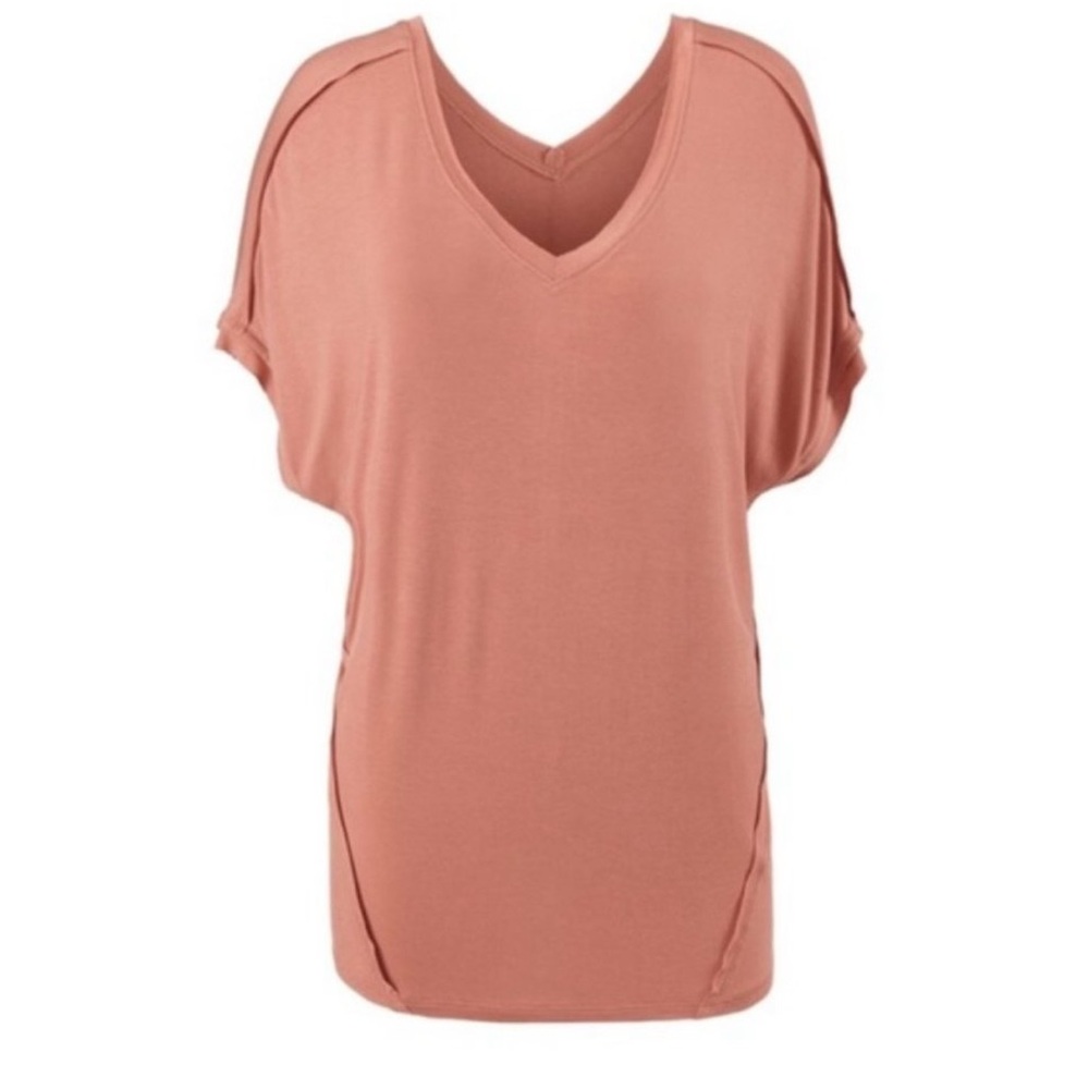 CAbi 5328 Taper Tee Brick Dust Short Sleeve Blouse - Picture 3 of 12
